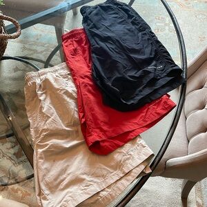 Columbia size small men’s swim trunks red, black, khaki